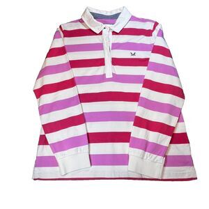 Women's Crew Clothing Co Rugby Jumper LS Polo Sweater Stripe Size 14